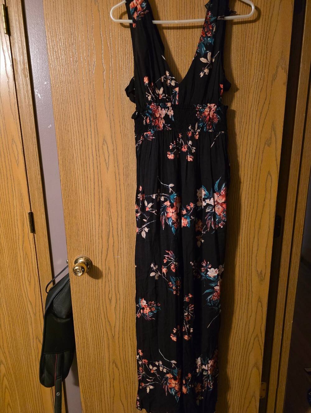 Forever 21 Black Floral Bodysuit with V-Neck